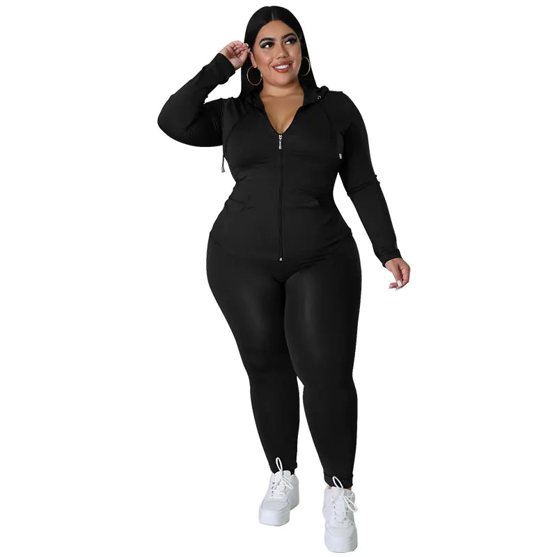 Plus Size Hoodie & Tights Set