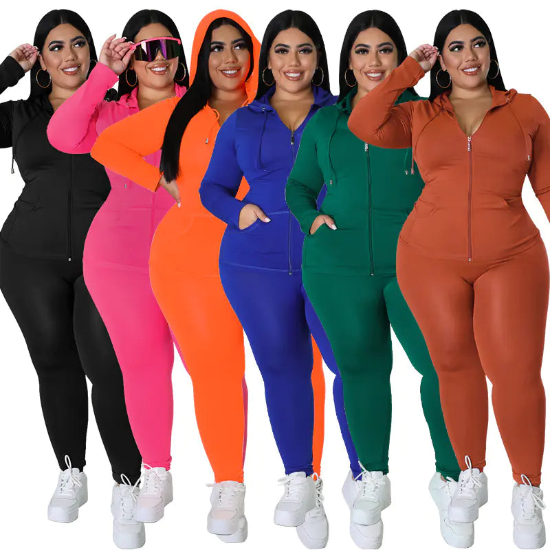 Plus Size Hoodie & Tights Set