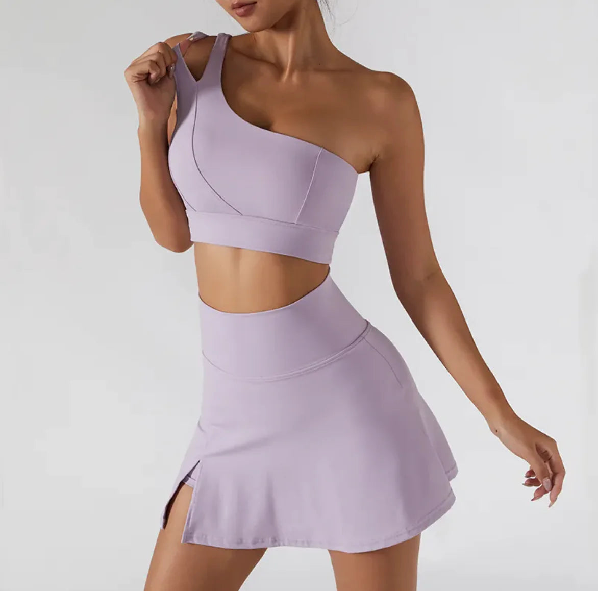Ribbed One-Shoulder Yoga Set