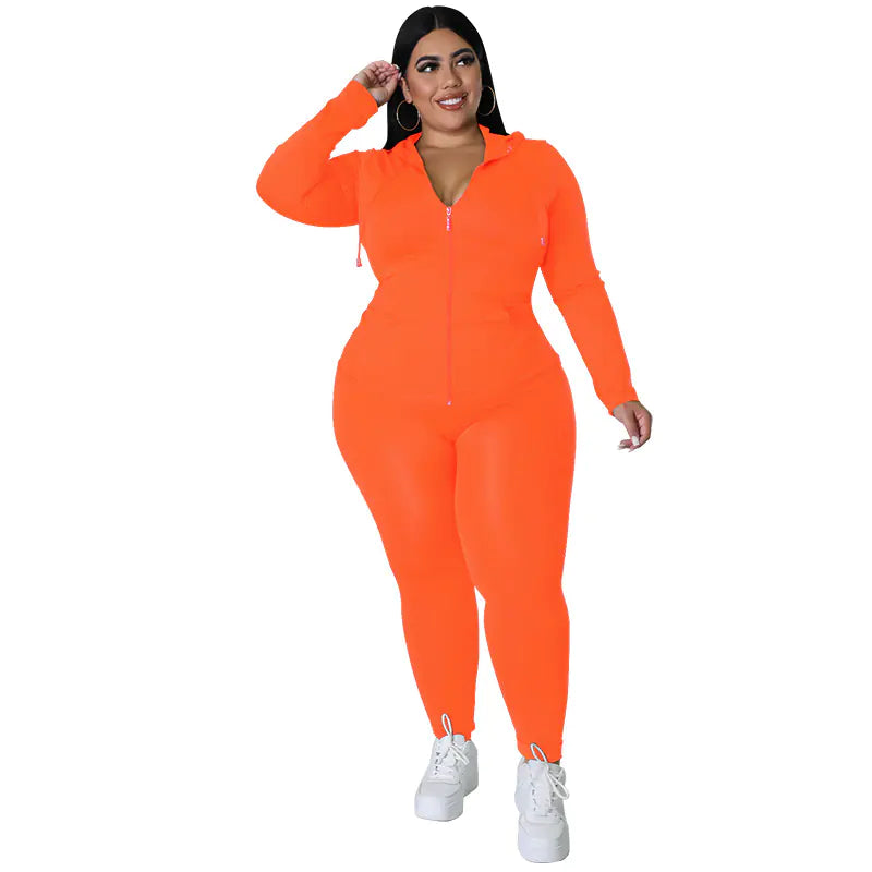 Plus Size Hoodie & Tights Set