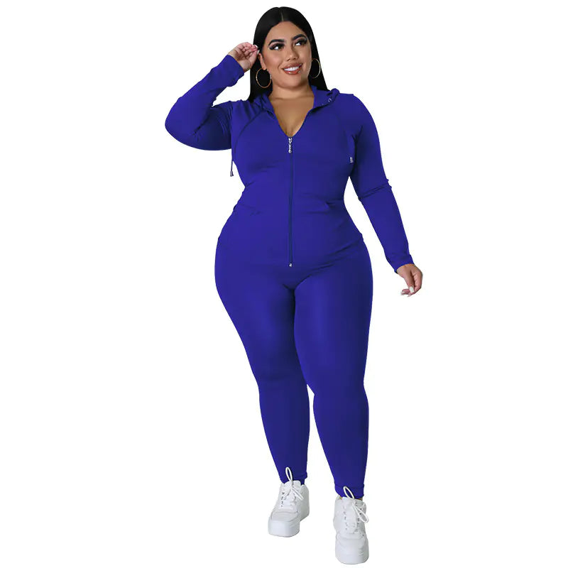 Plus Size Hoodie & Tights Set
