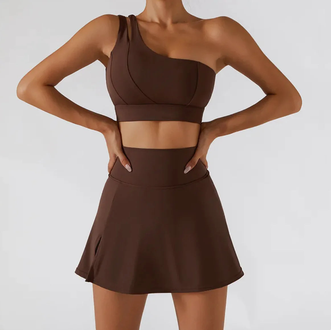 Ribbed One-Shoulder Yoga Set