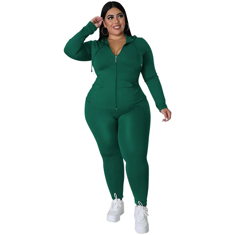 Plus Size Hoodie & Tights Set