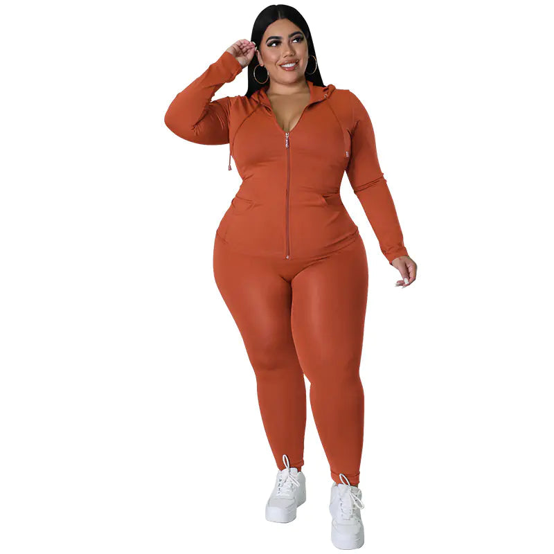 Plus Size Hoodie & Tights Set